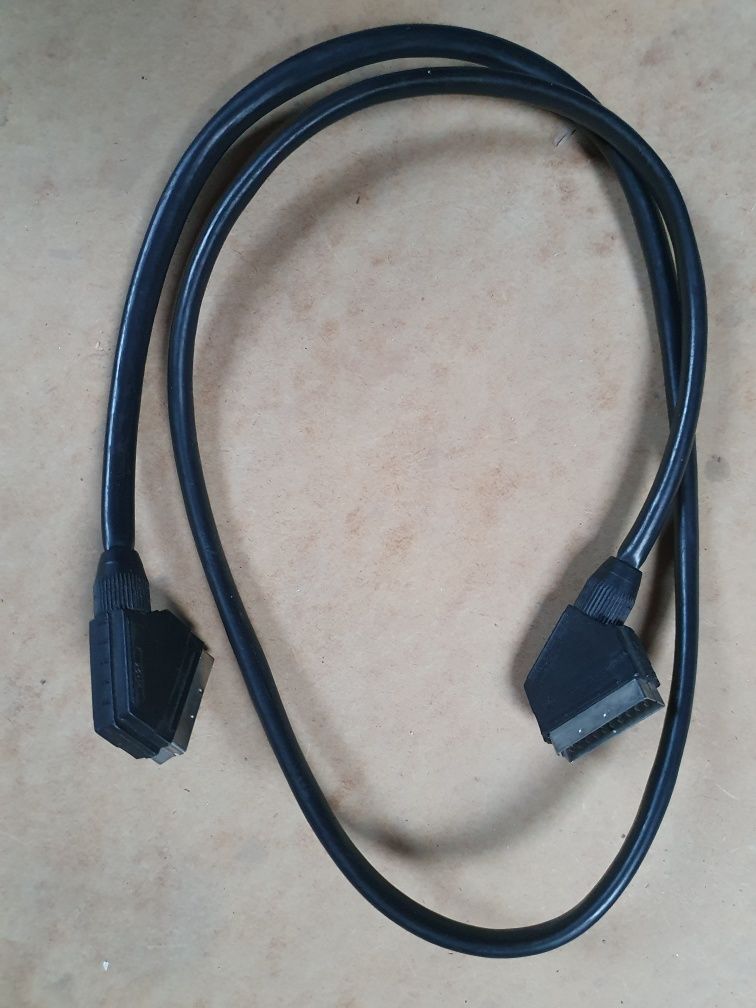 Kabel przewód Scart EURO - EURO TV 21PIN eurozłącze 1metr czarny