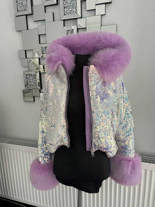 Cekinowa kurtka flo clo liliowy lis