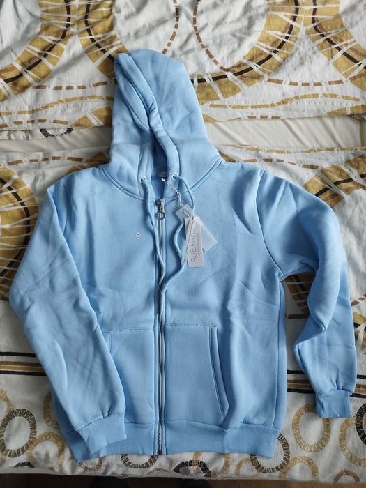 Bluza z kapturem RUE PARIS | Błękitna | Unisex | Nowa z metką