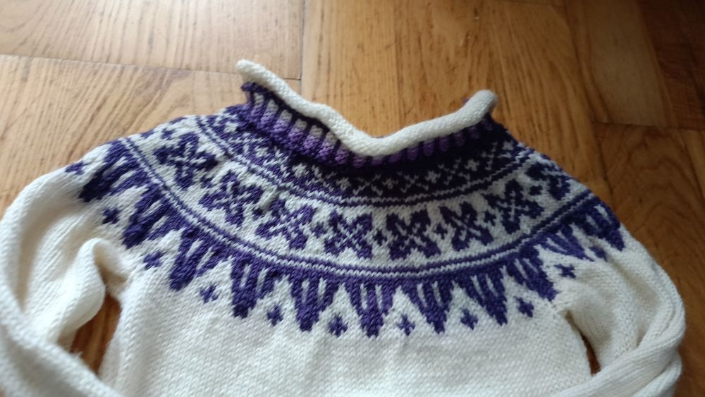 Sweter ręcznie robiony na drutach z wełny wełniany 86 92 wool handmade
