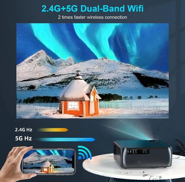 Projector 9500 lumens + WiFi e Bluetooth + Office incorporado + 1080P