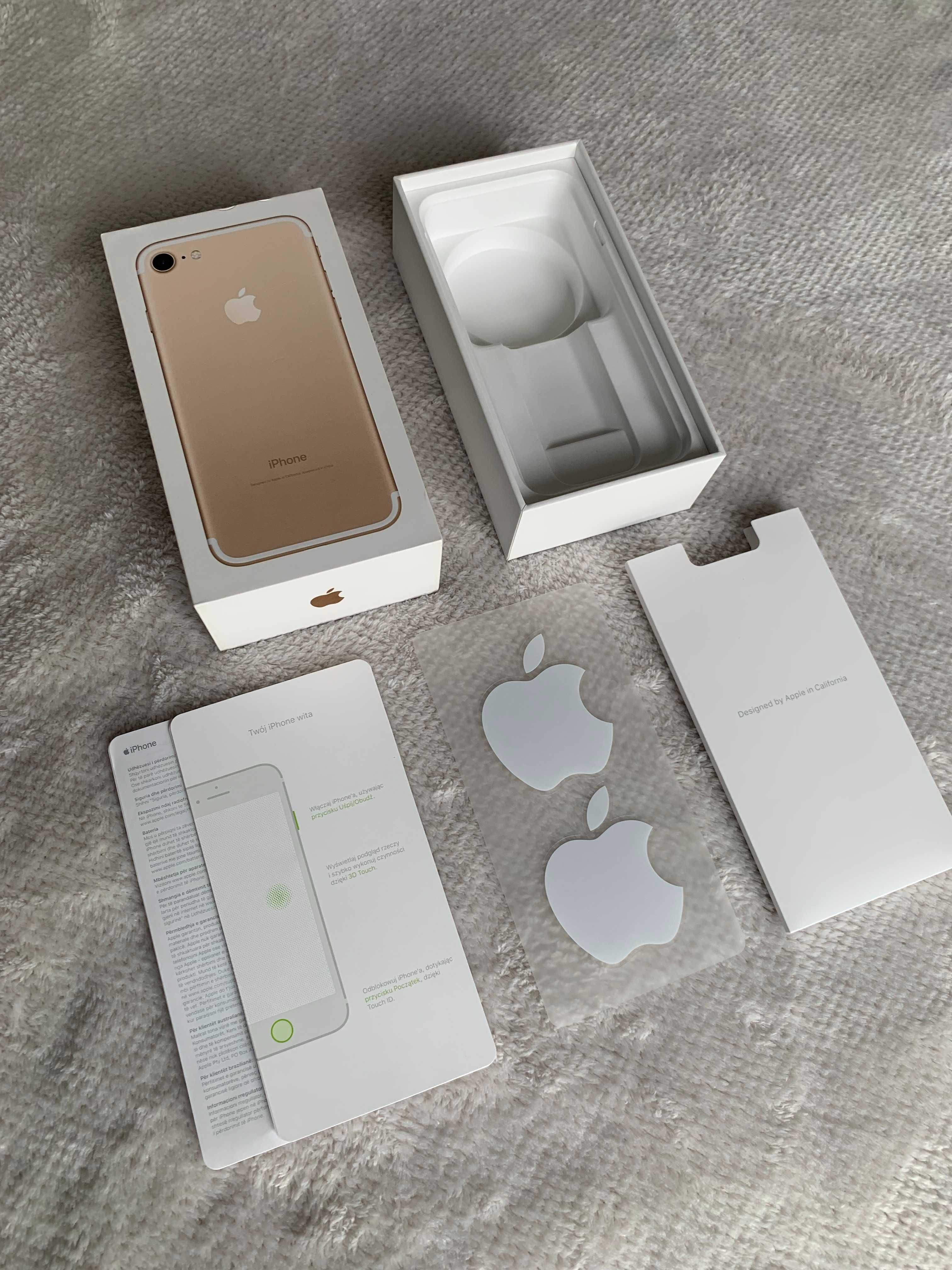 Pudełko iPhone 7, 32 GB, Gold Rose z instrukcjami i naklejkami