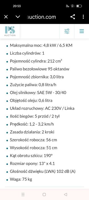 Odśnieżarka spalinowa Szwedzkiej firmy BILTEMA 6,5 km