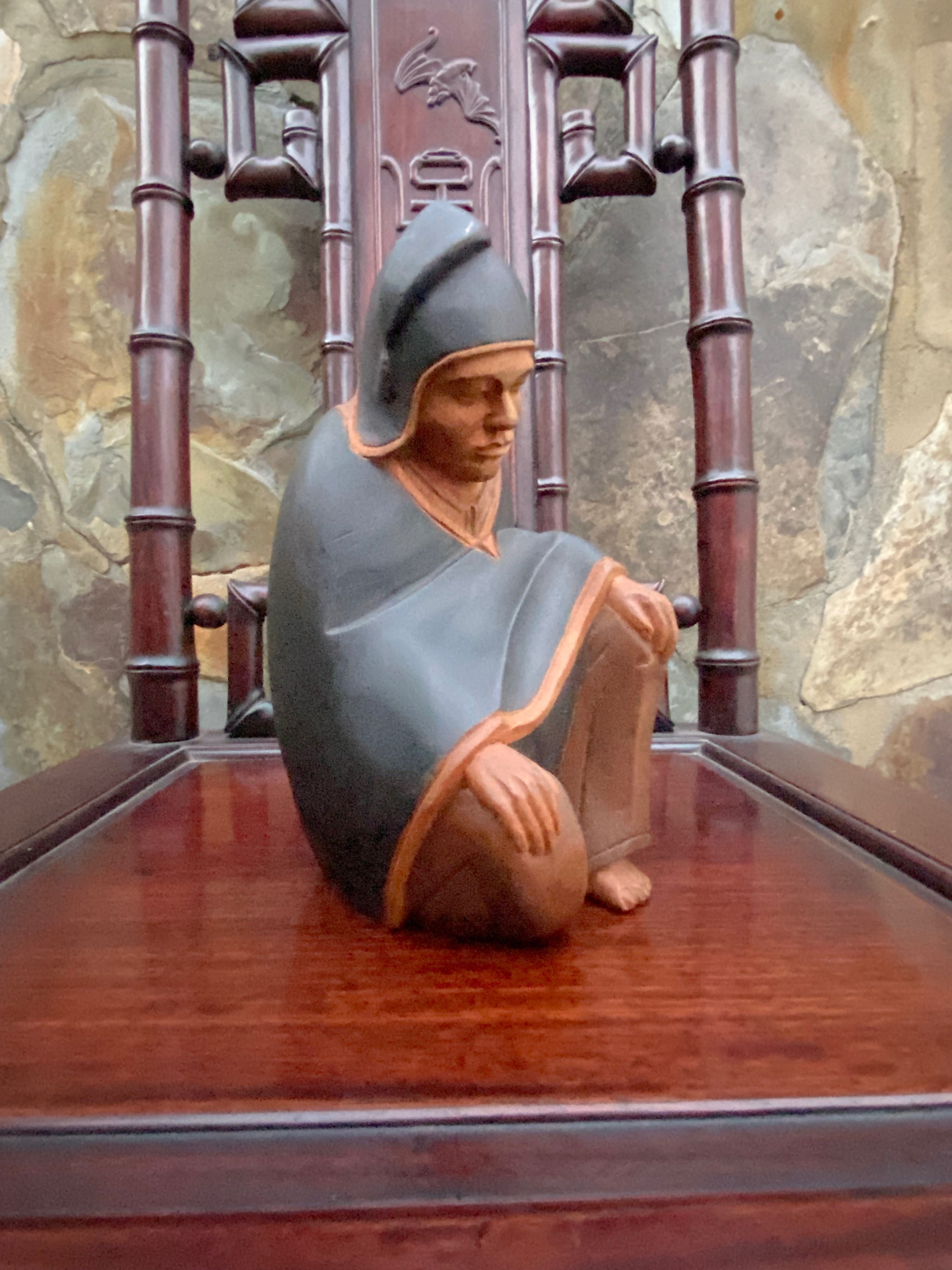 Escultura Madeira exótica Mongólia 20 cm