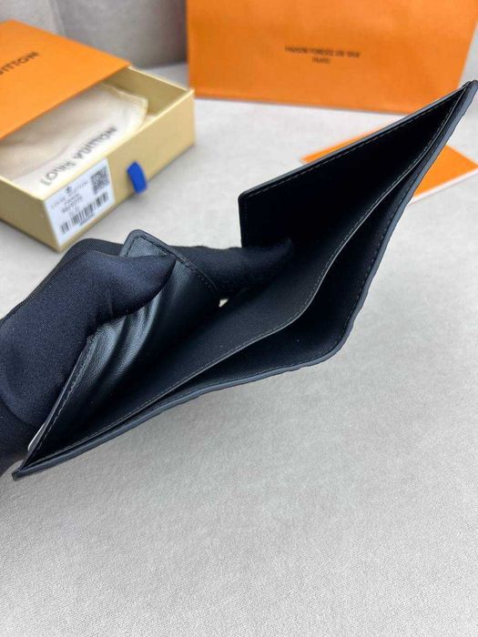 Кожаный черный бумажник Louis Vuitton кошелек Луи Виттон k415