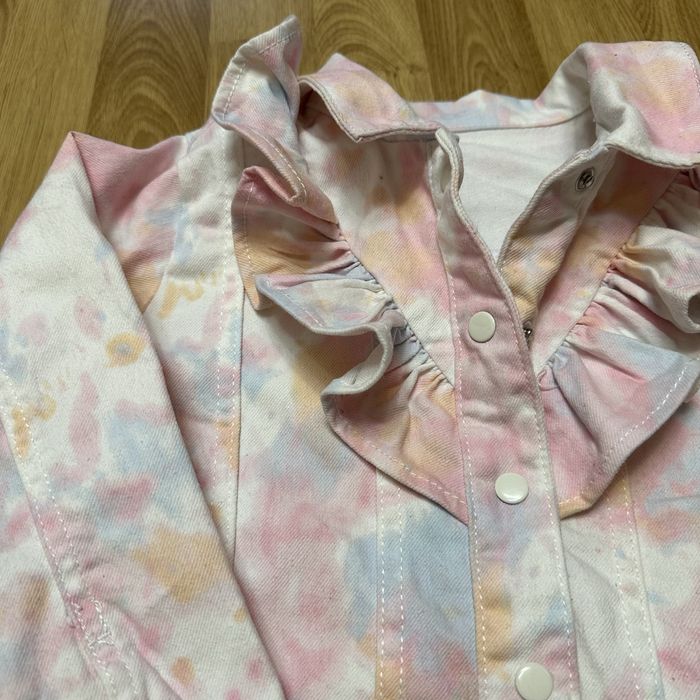 Нарядна джинсовка на дівчинку 5 6 110 116 регланчик в рубчик футболка