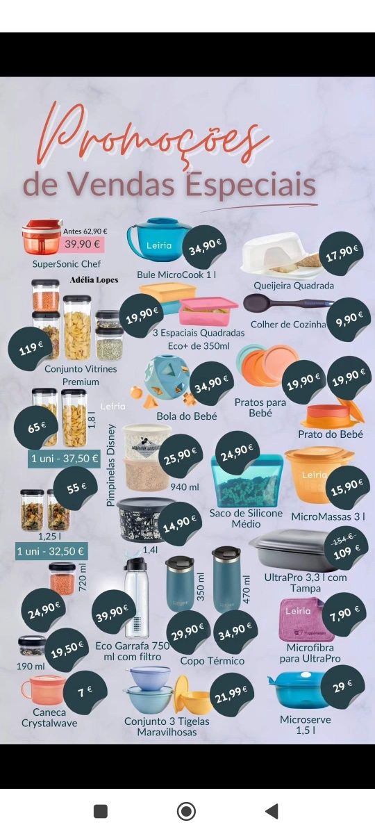 Produtos tupperware novos em promoção desde 7€