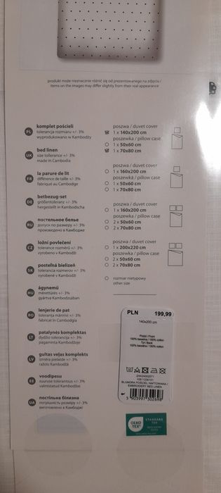 Komplet pościeli bawełnianej haftowanej