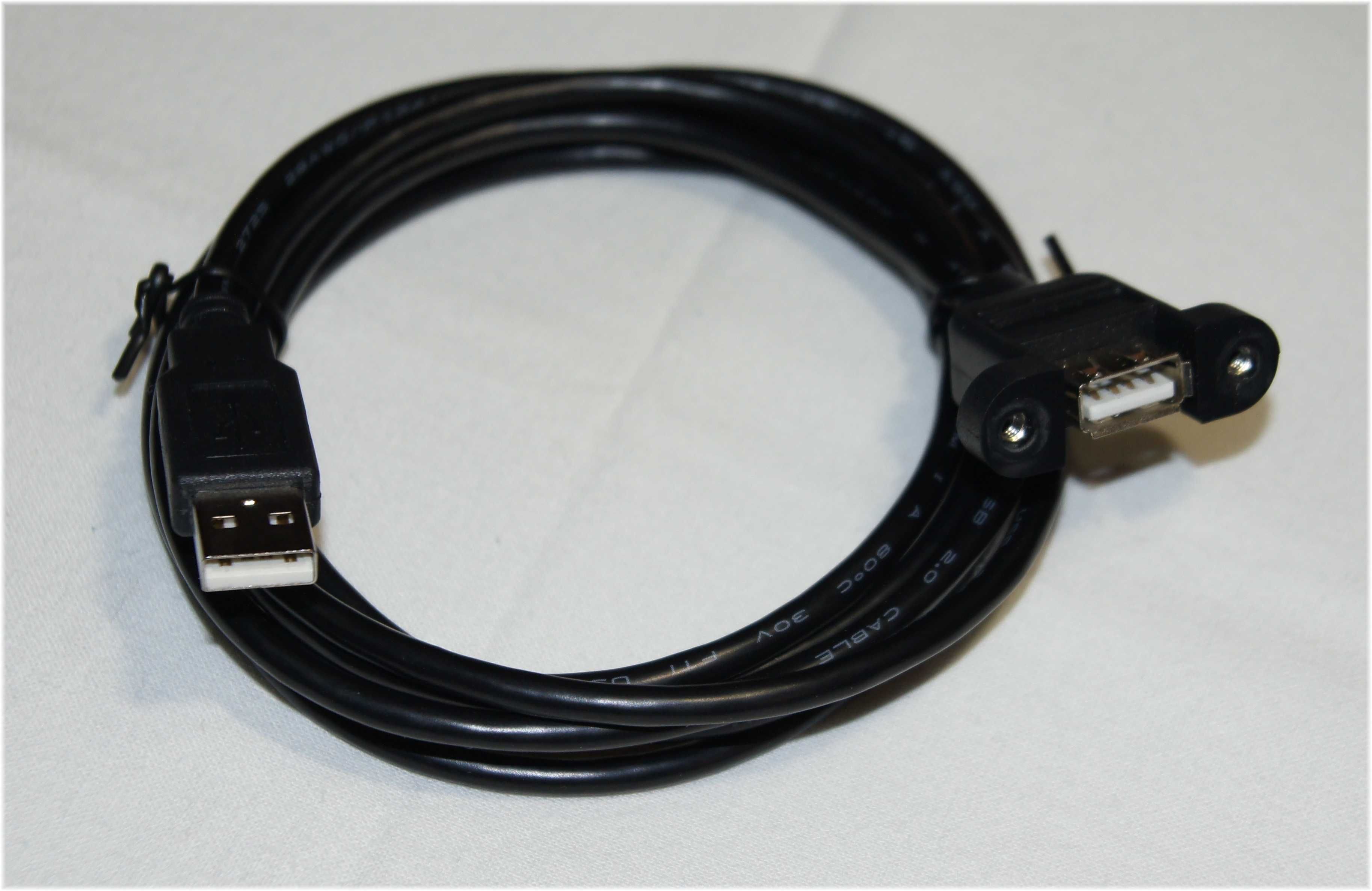 Przedłużacz USB 2.0 z uchwytem montażowym do panela 2m