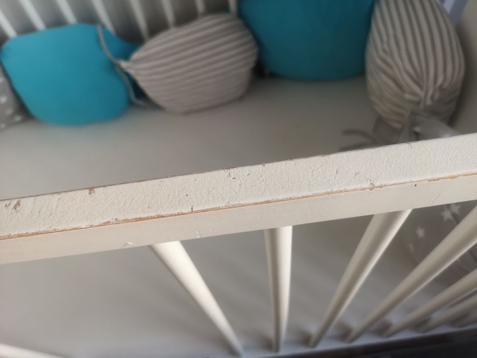 Łóżko łóżeczko białe z misiem + materac