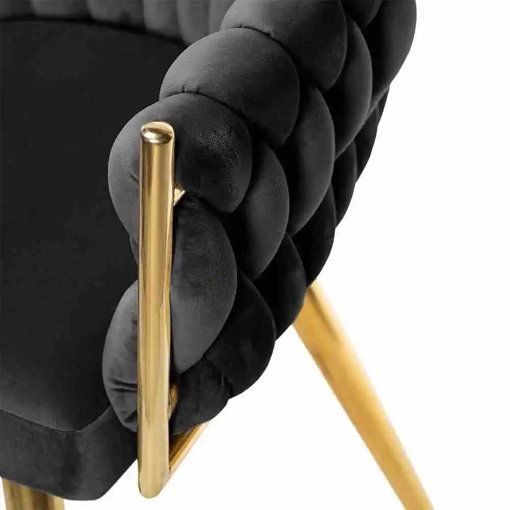Krzesła kubełkowe glamour czarne złote nogi