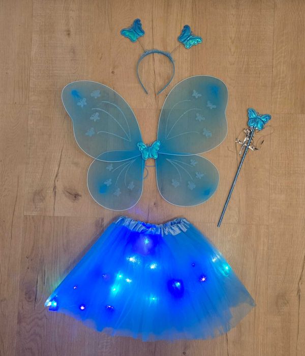 Strój Wróżki/Motylka Błękitny  4 częściowy zestaw