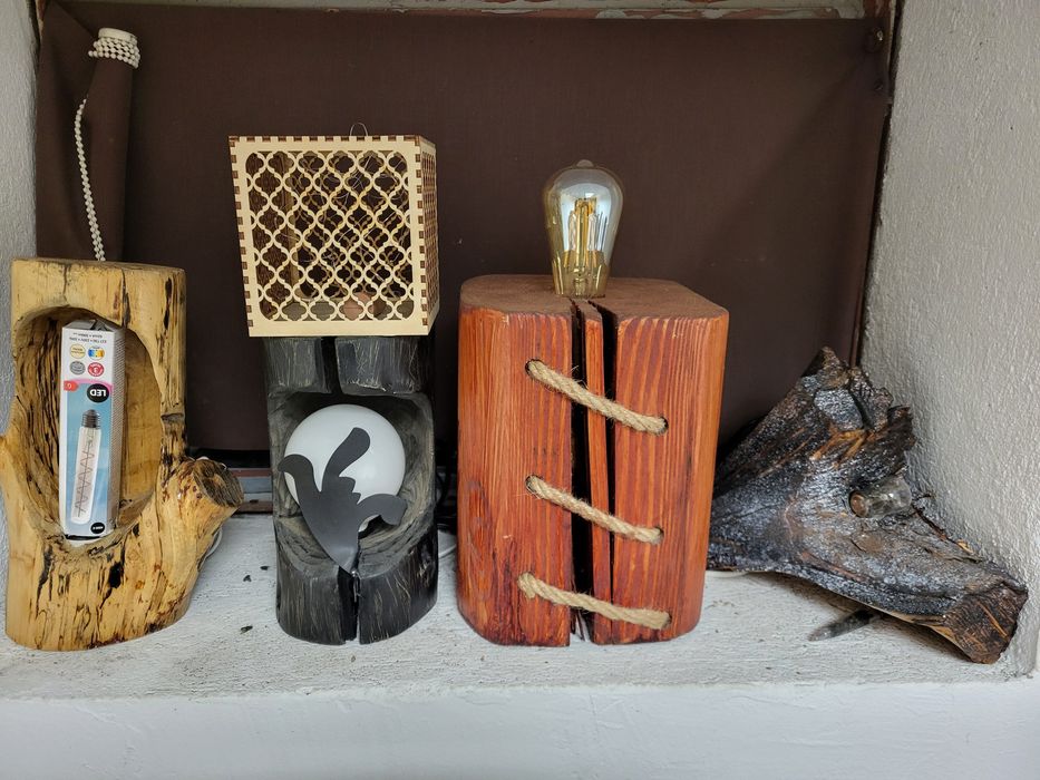 Drewniana lampka Led