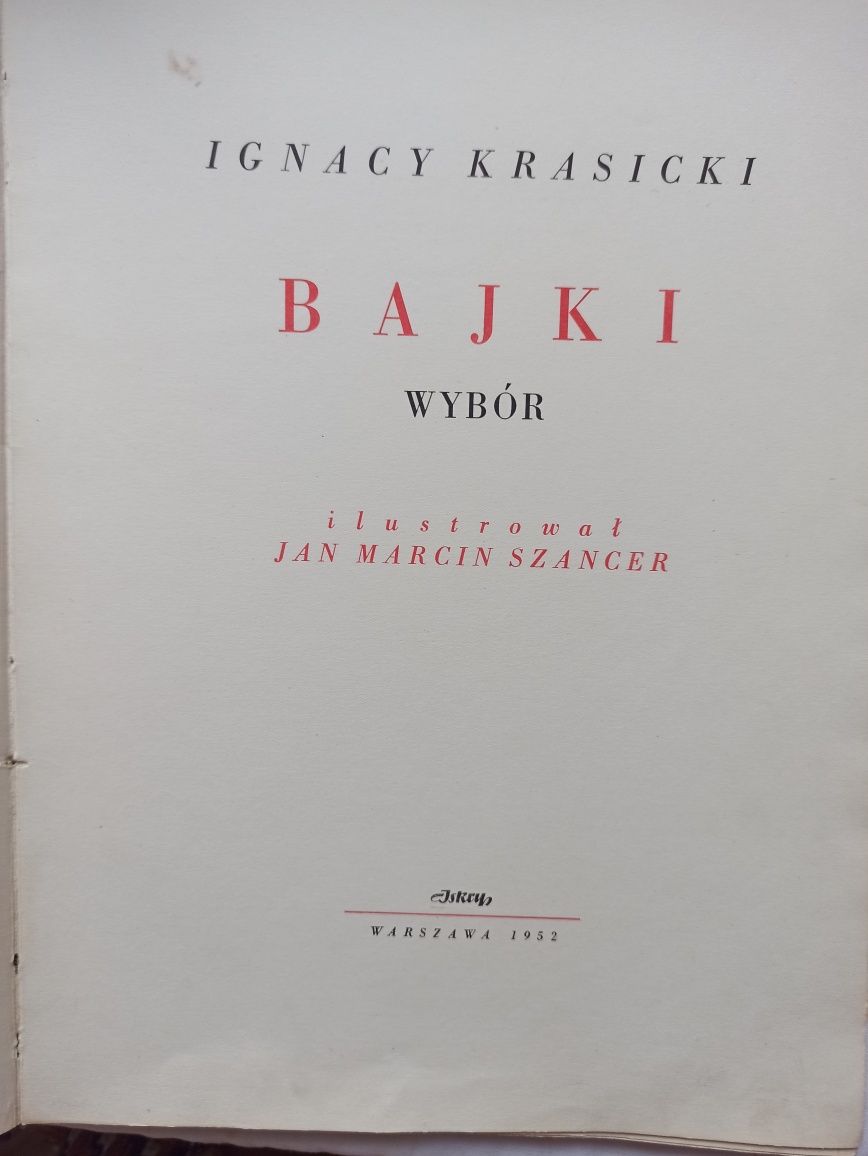 "Bajki" I. Krasicki z ilustr. J.M. Szancera 1952