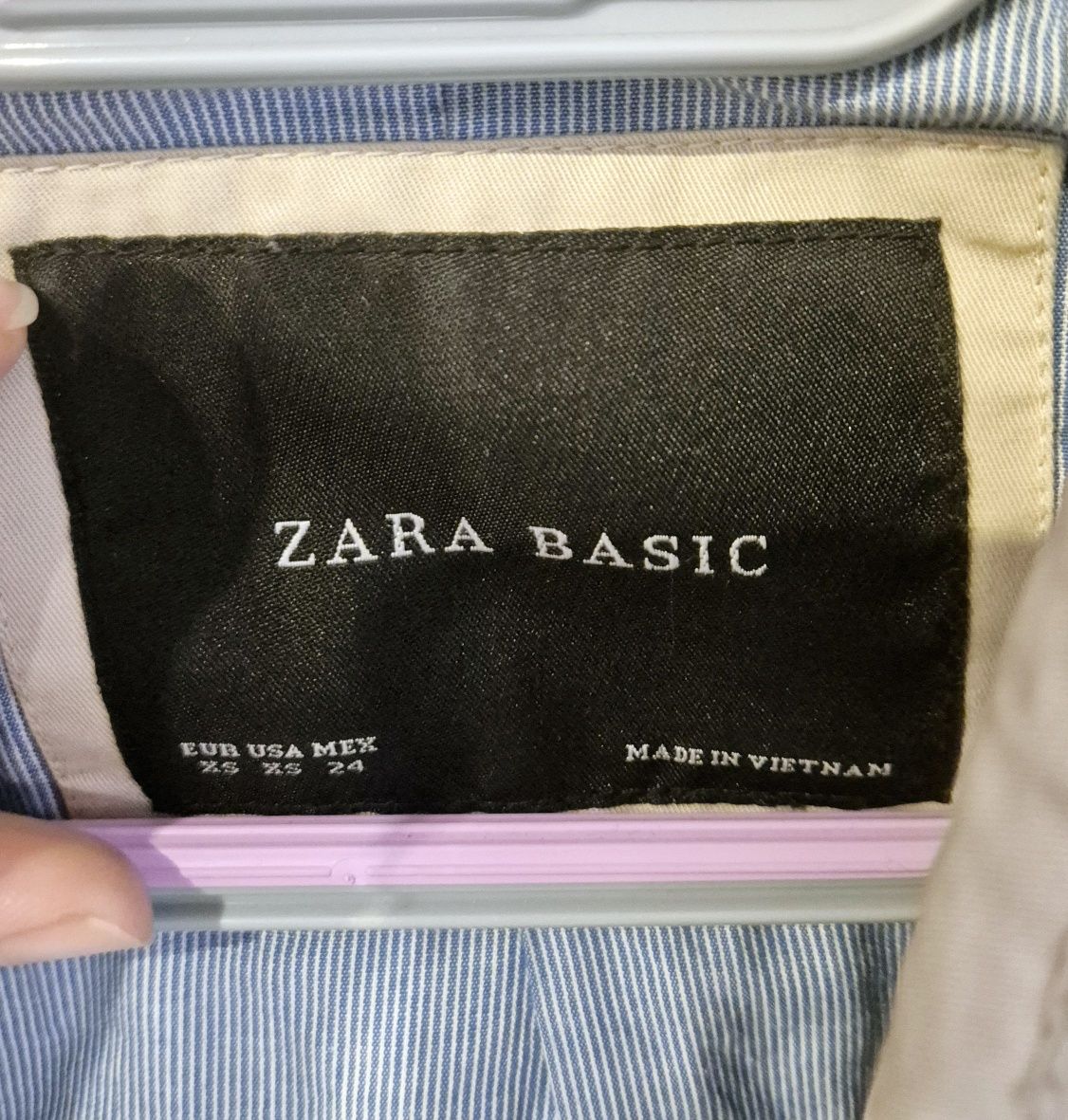 ZARA trencz płaszcz beżowy kremowy XS S jasny bawełniany 36 34