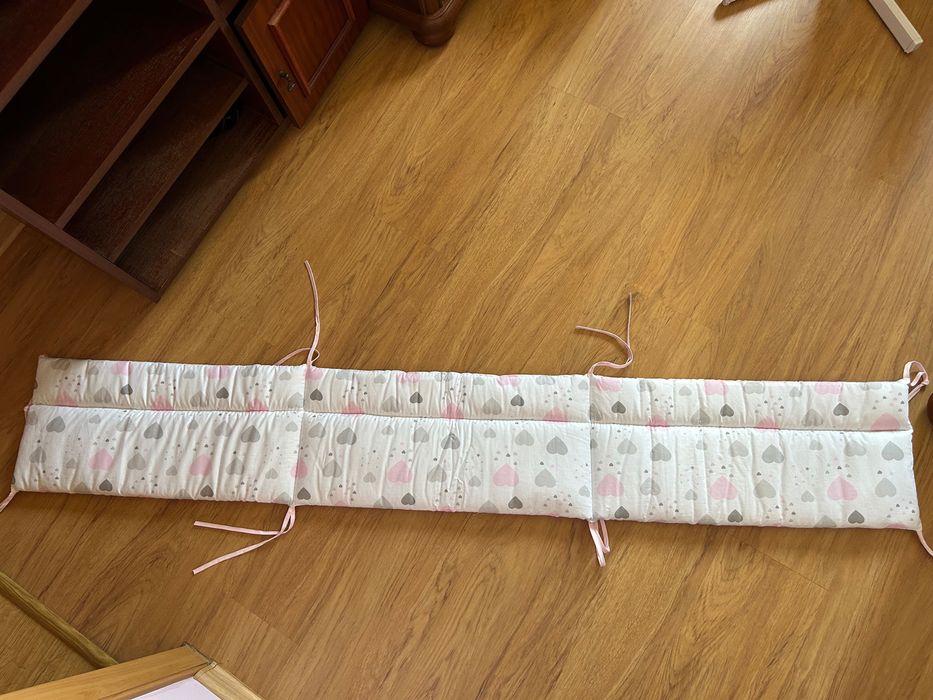 Łóżeczko drewniane Drewex, białe, drewno-buk, opuszczany bok, 120x60