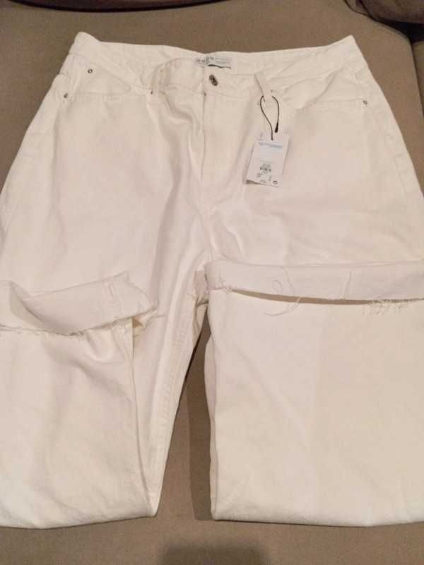 Jeansy Damskie Plus Size 46/48 Białe Szerokie Hit Primark
