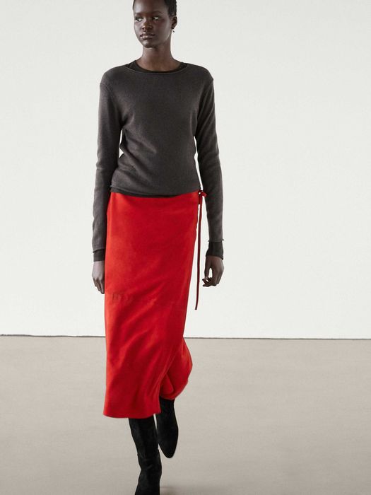 Нова! Розкішна шкіряна замшева спідниця-парео Massimo Dutti