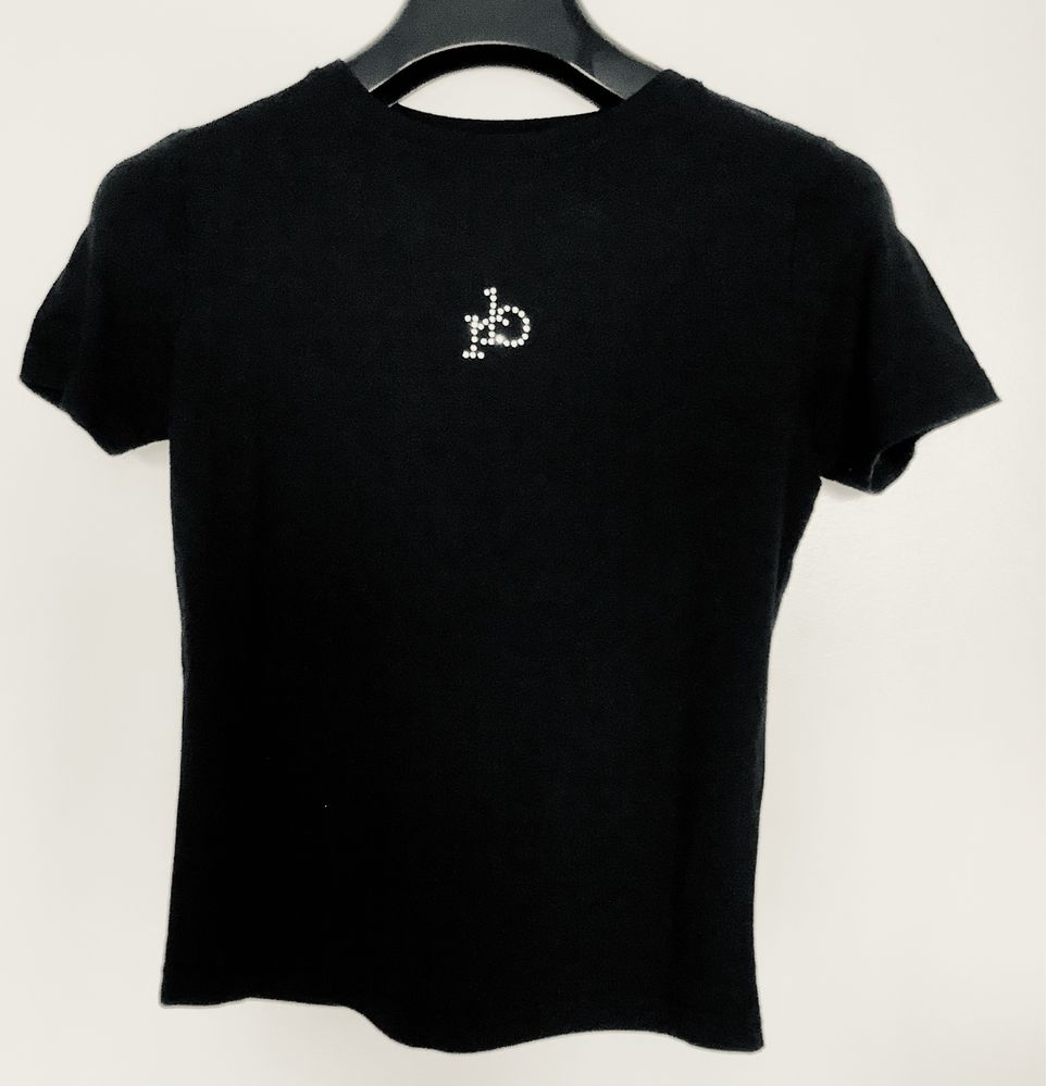 Koszulka Roccobarocco, czarna logo/symilki na przodzie-nadruk/tył, S