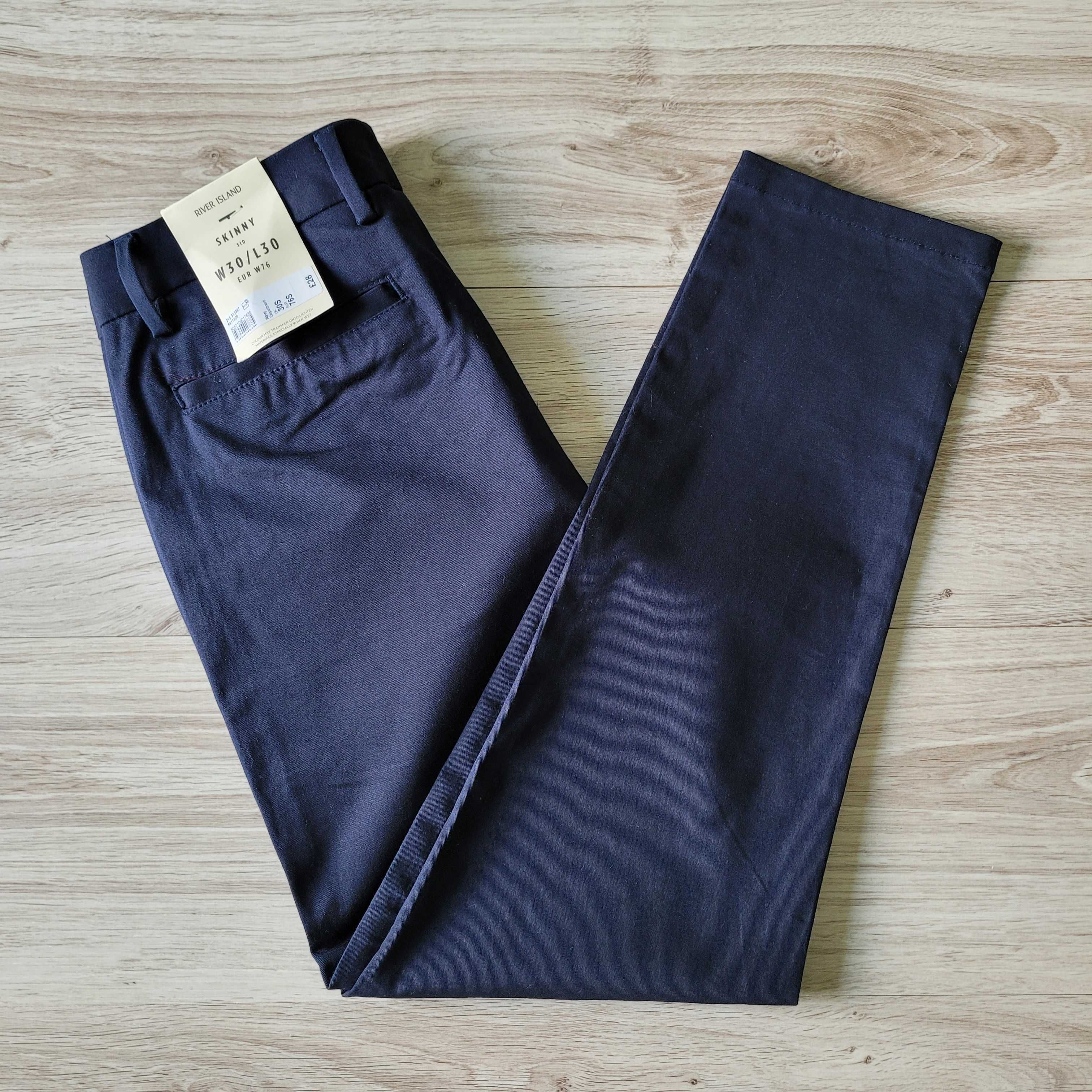 Нові River Island W30/L30 S брюки штани сині завужені Skinny Slim fit