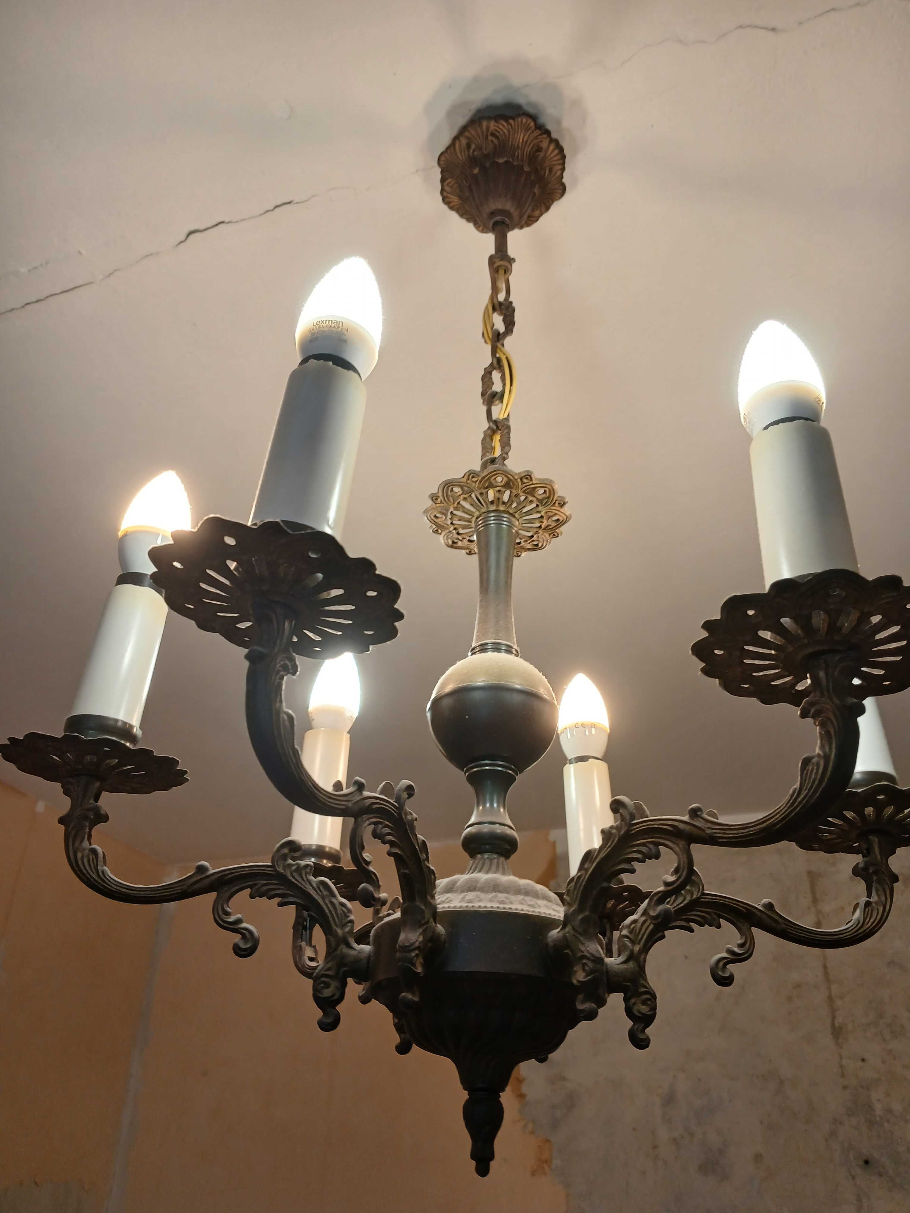 Żyrandol Mosiężny stary
