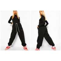 Czarny komplet dresowy set body spodnie dres  M 38 L 40 boohoo