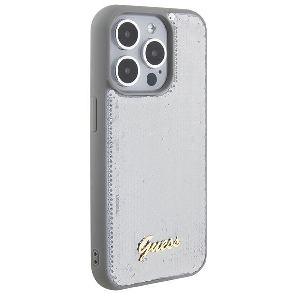 Etui Guess Sequin Script Metal Na Iphone 15 Pro Max - Srebrne