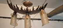 Lampa sufitowa 3 klosze, imitacja bambusa