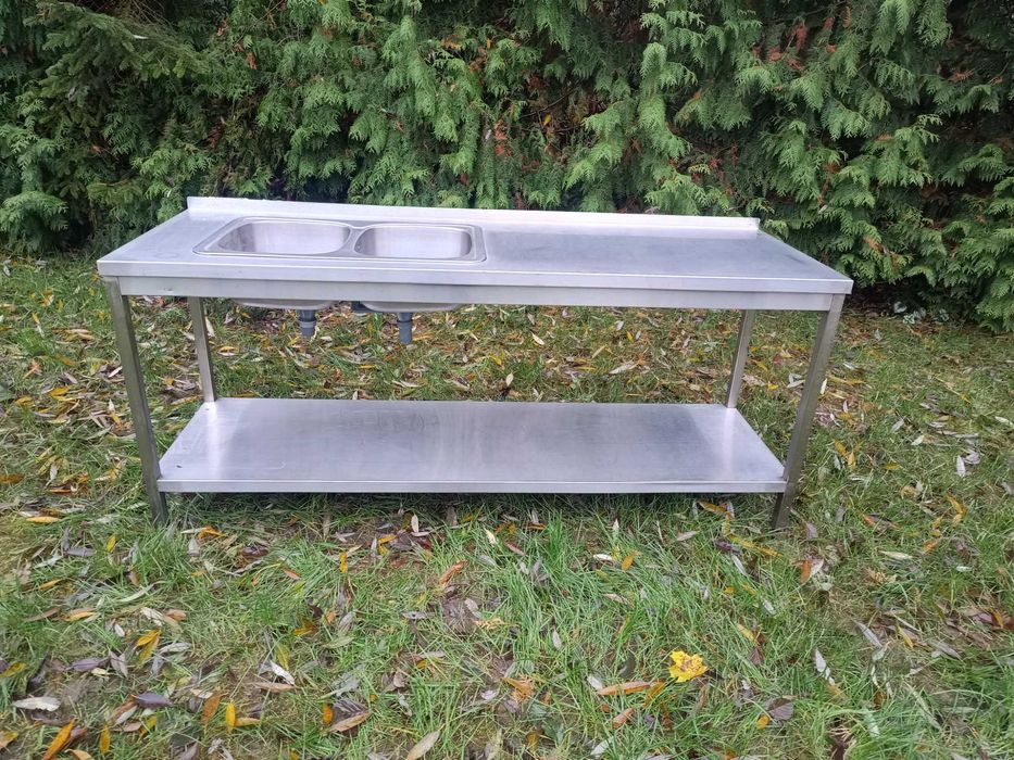 stół ze zlewami ze stali nierdzewnej 198cm