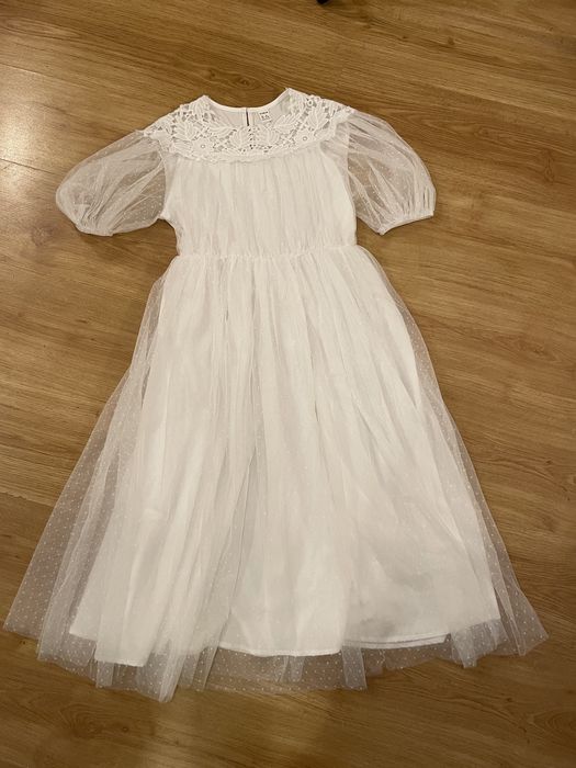 Biała sukienka 152 wesele, aniołek jasełka komunia