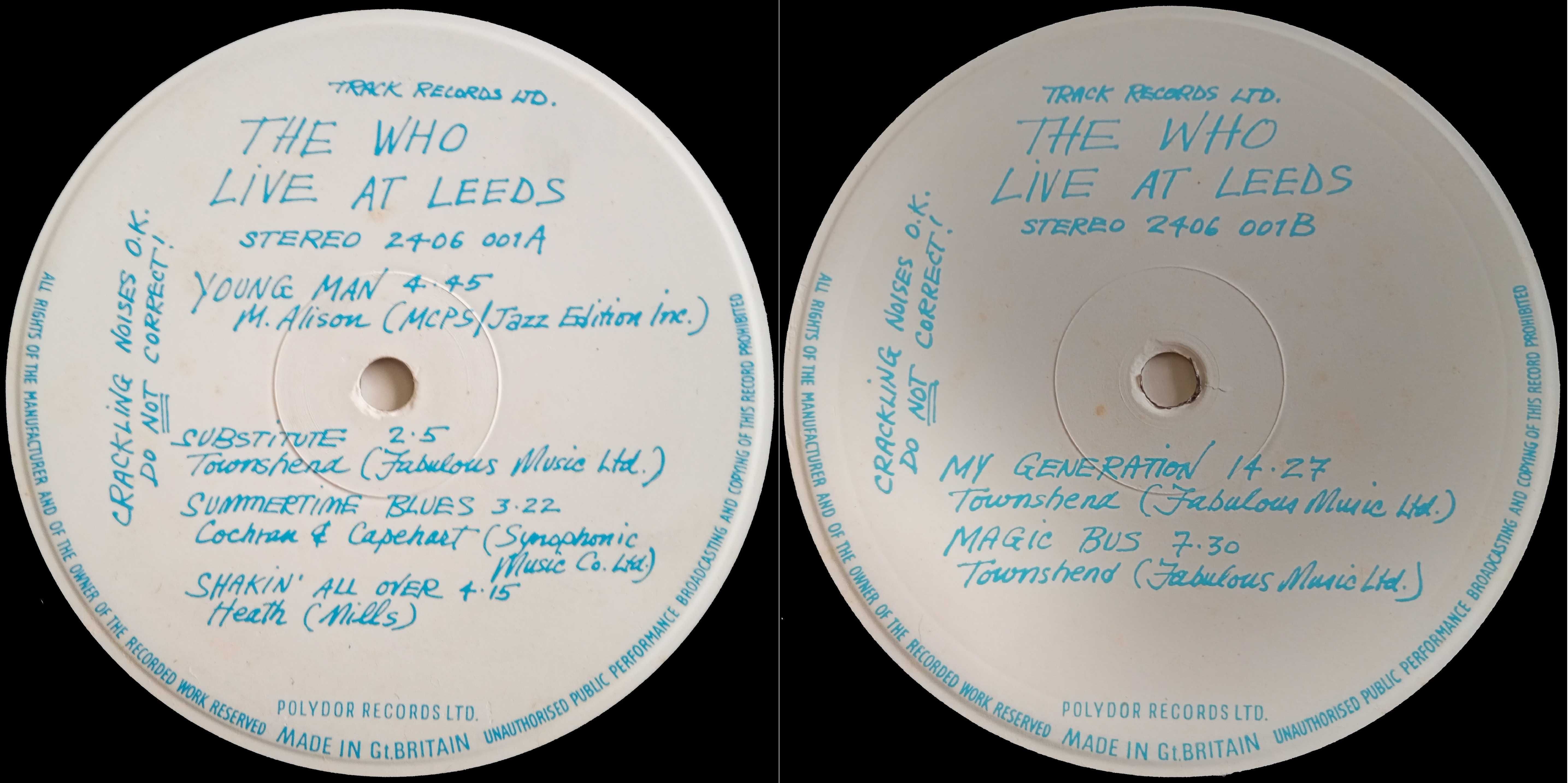The Who	- - - - -	Live At Leeds	- - - - -	LP