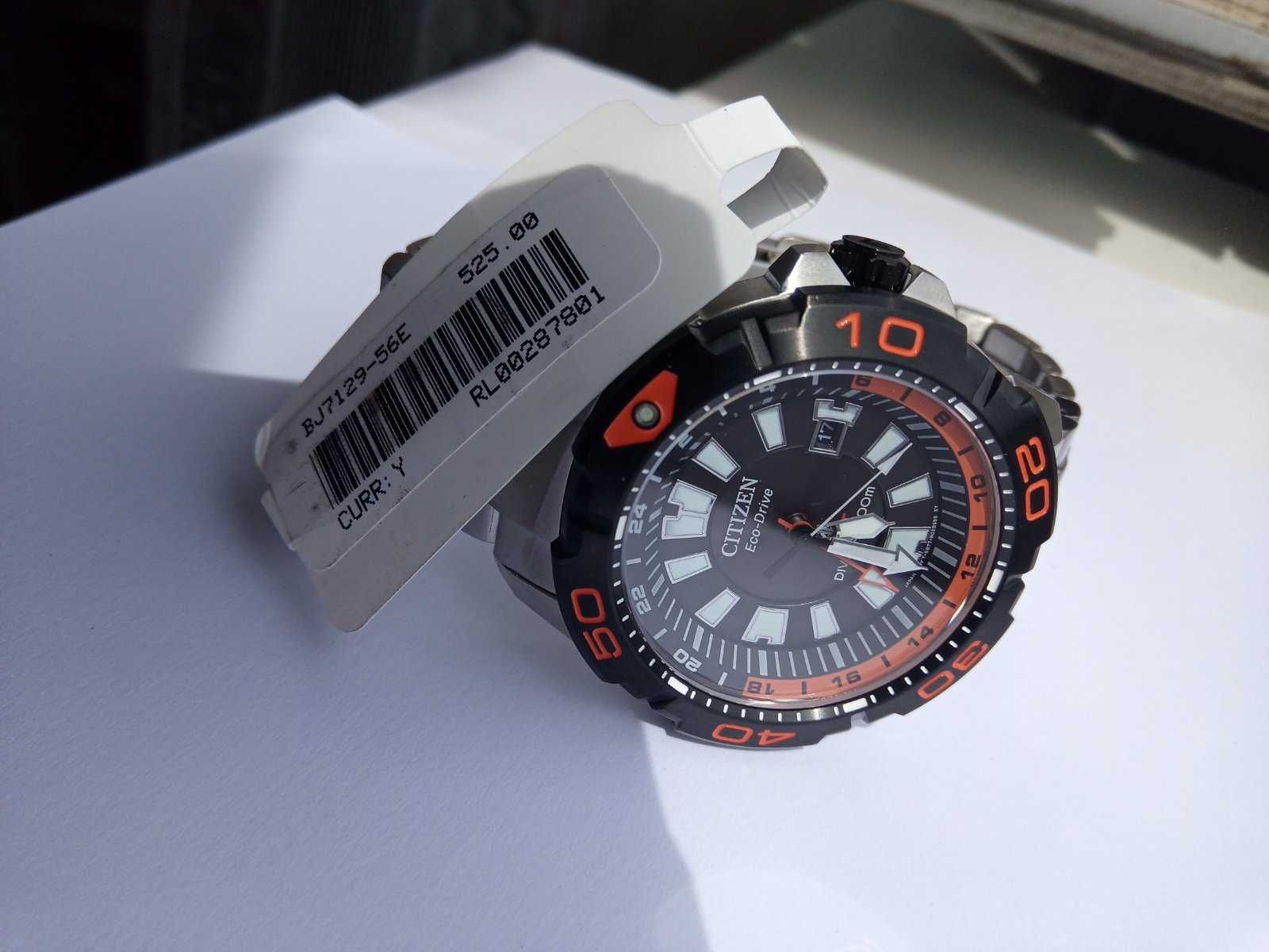 Японские 200м дайверские часы Citizen Eco-Drive BJ7129-56E Сапфир, GMT