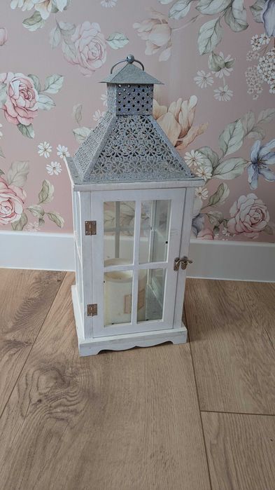 Lampion Latarnia duży 51cm drewno metal