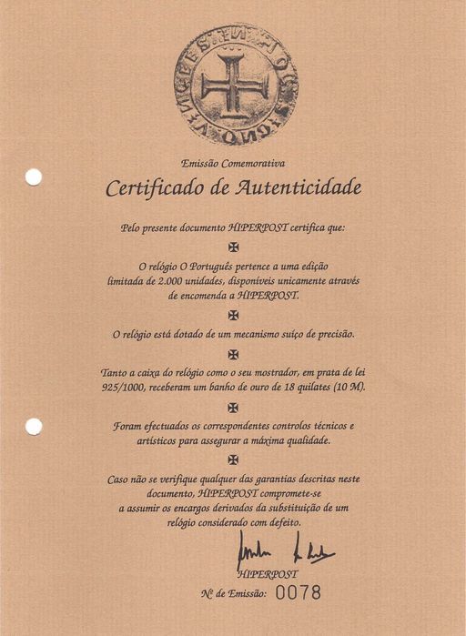 Relógio “O Português” em prata maciça de lei 925/1000