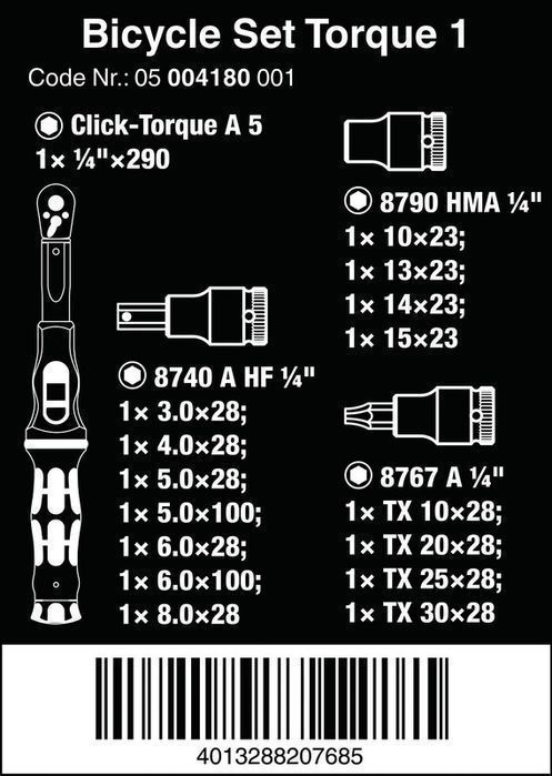 Zestaw Narzędzi Bicycle Set Torque 1, 2,5-25 Nm, 16 Część