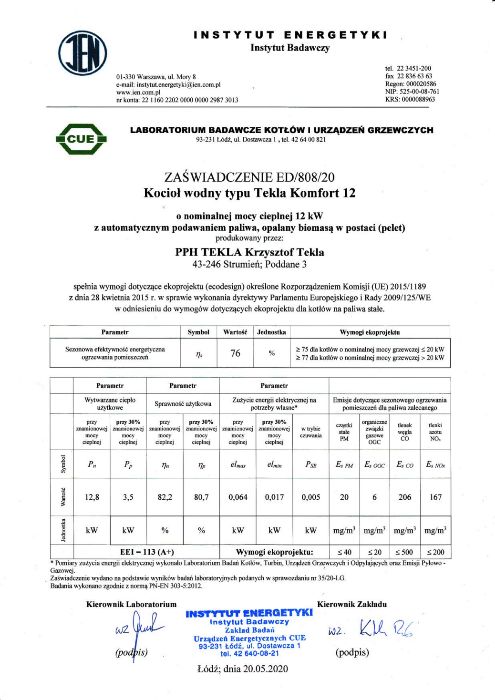 Kocioł na pelet TEKLA KOMFORT - automatyczne czyszczenie/odpopielanie
