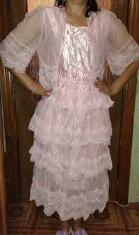Сукня платье ретро рожеве с кружевом мереживом бальное