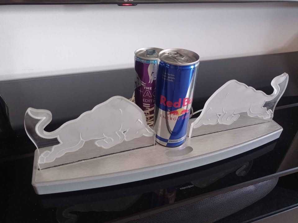 Base de exposição original Redbull para lata, com iluminação.
