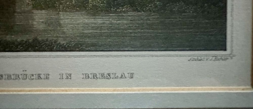 Grafika Breslau Wrocław Most Królewski 1840