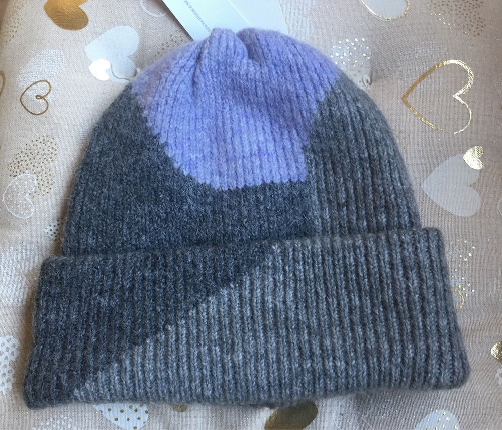 ZARA Czapka  beanie szaro - fioletowa Ostatnia sztuka !