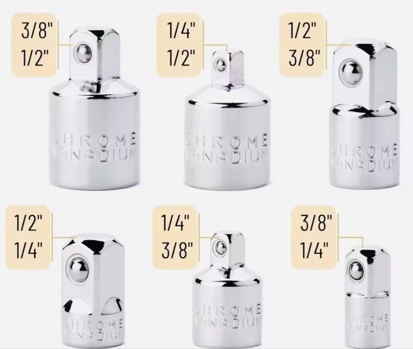 Набор 6шт переходников квадрата присоединительного трещотки гайковерта