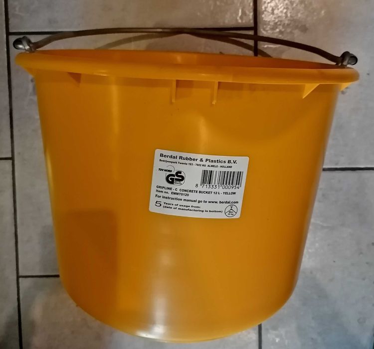 Wiadro budowlane do dźwigów GRIPLINE-C 12 L żółte - 4 SZTUKI