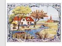 Painel de Azulejos Aldeia Paisagem Rural Vida do antigamente 60 x45 cm
