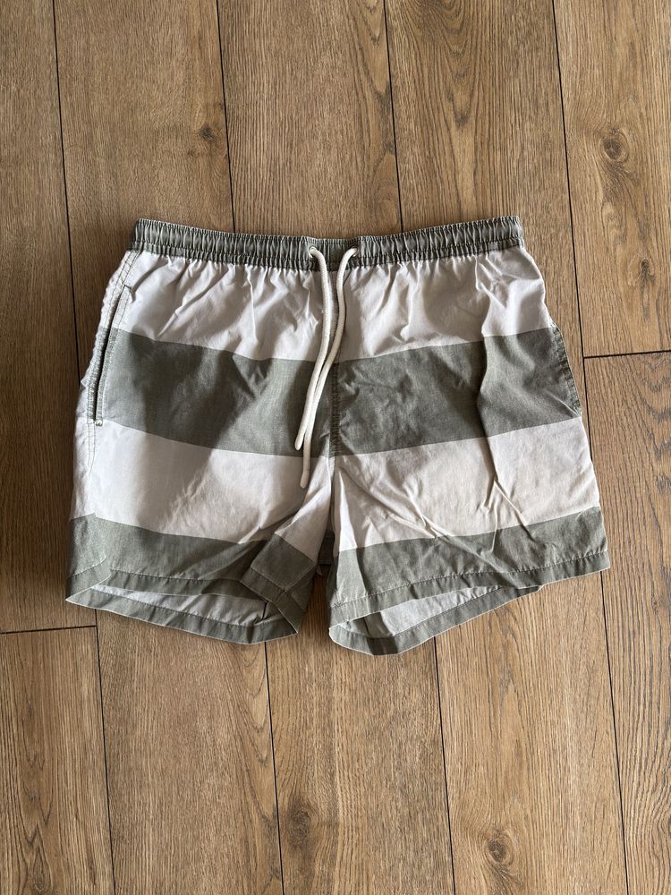 Szorty plażowe Zara – oliwkowe paski – rozmiar L