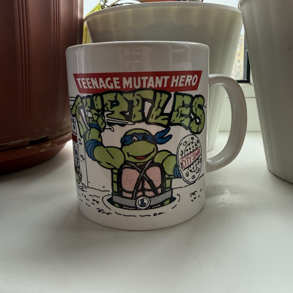 Винтажная кружка TMNT Leonardo 1990 г Черепашки ниндзя оригинал