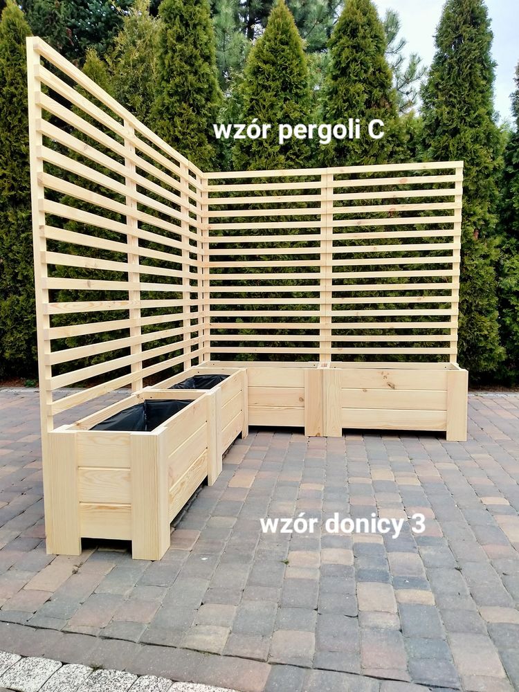 Donica z pergolą pergola donica pod wymiar płot lamelowy meble ogrodow