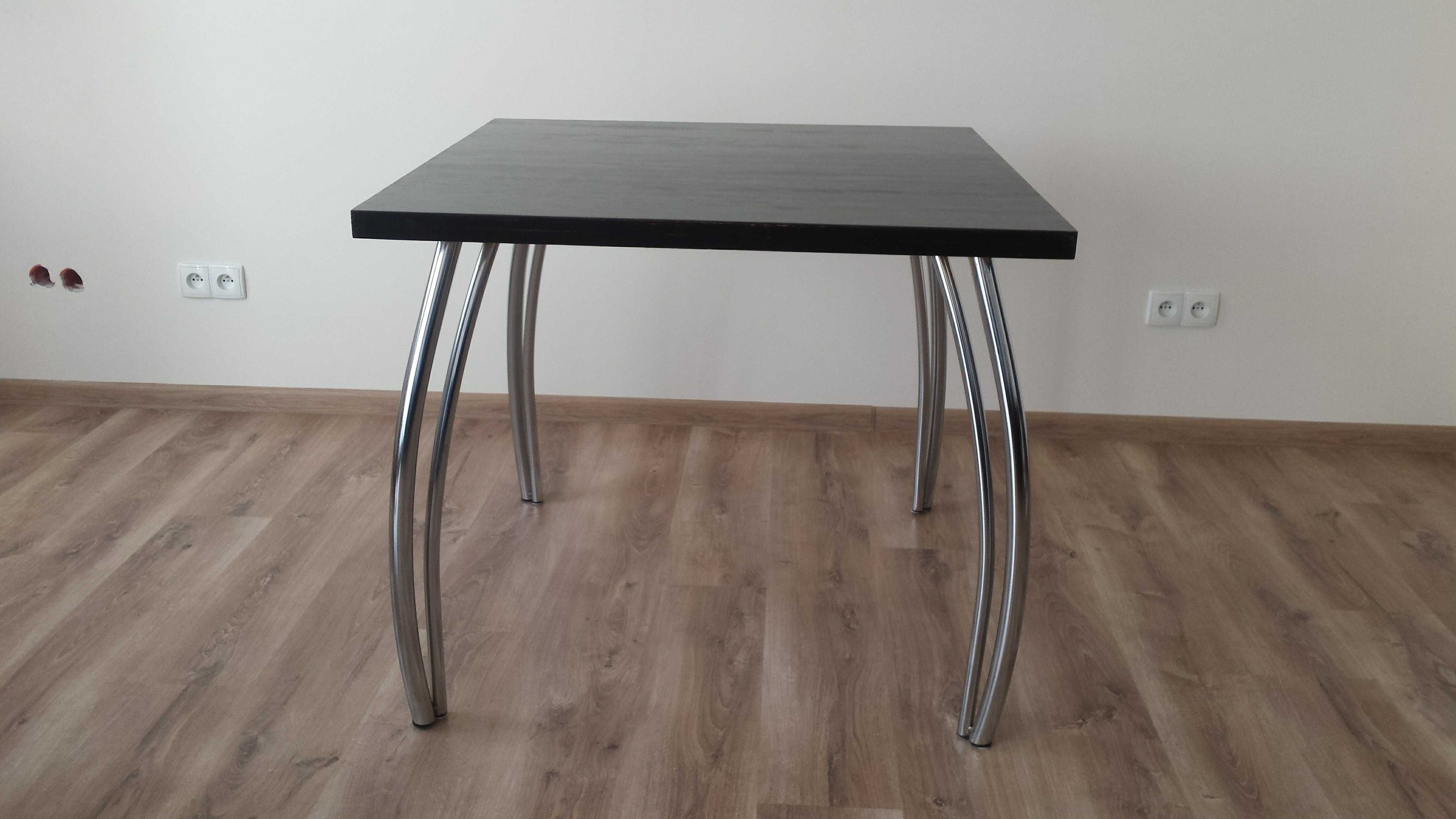 Stół Kwadratowy 100x100 cm – Loft DIY, Czarny Sklejka Metal