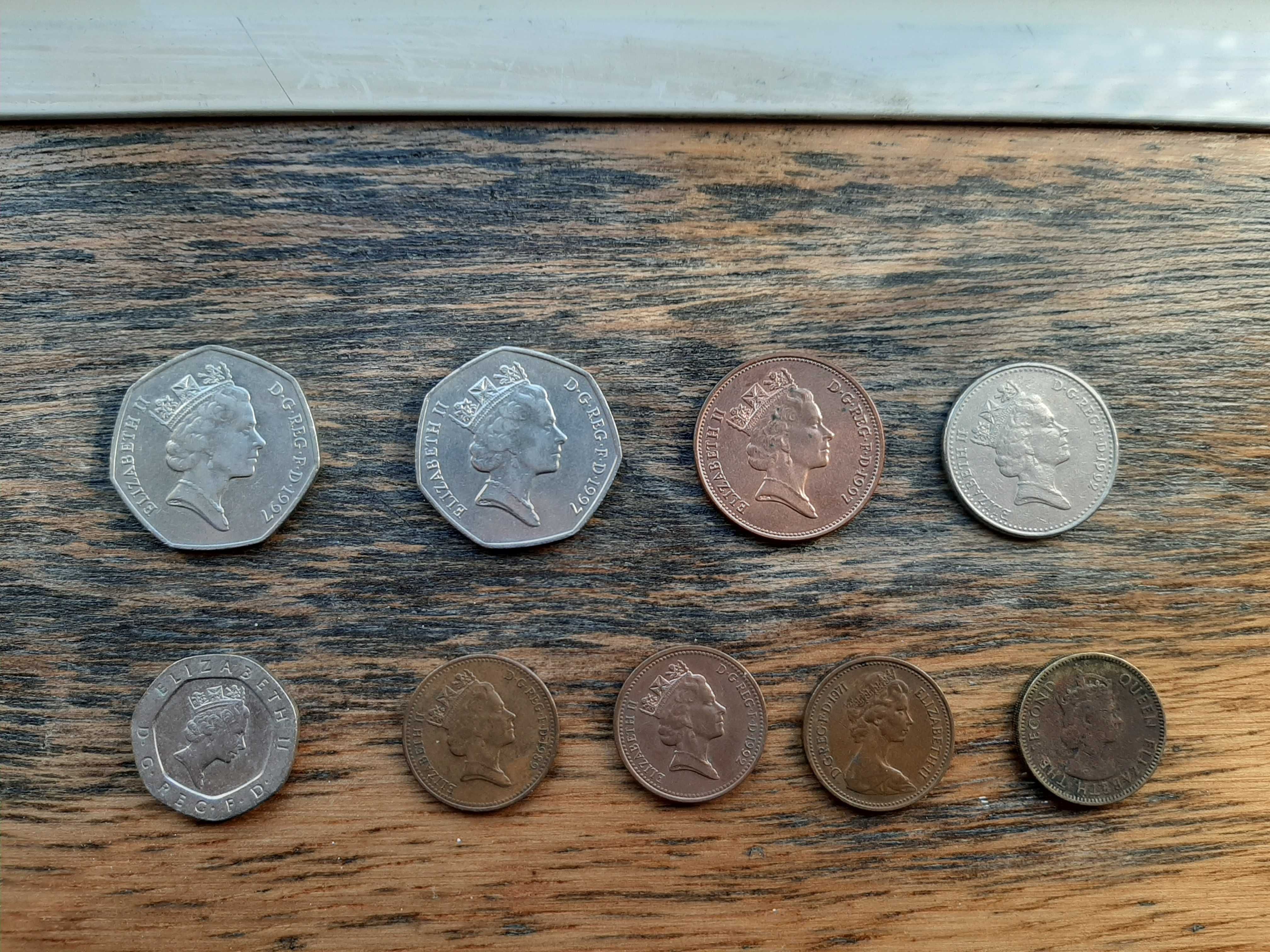 Moeda Inglaterra (50, 20, 10, 2, 1)