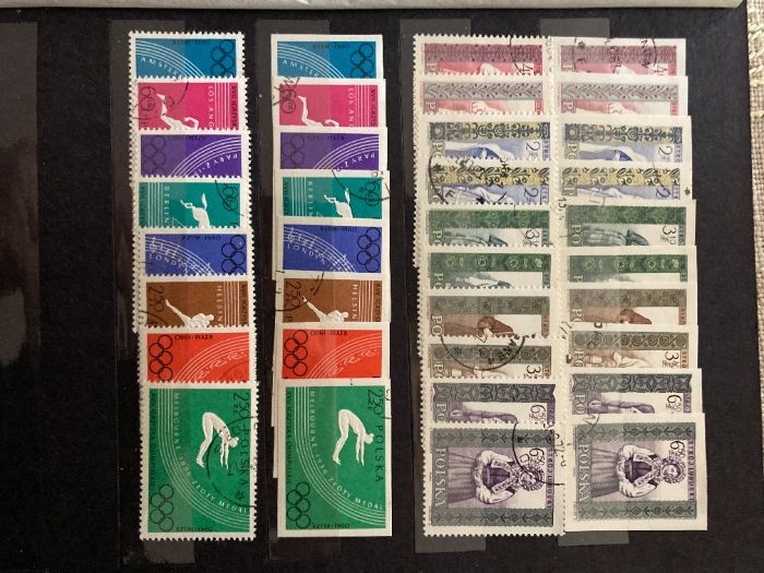 znaczki polskie stroje-olimpiada1960stempl+klej