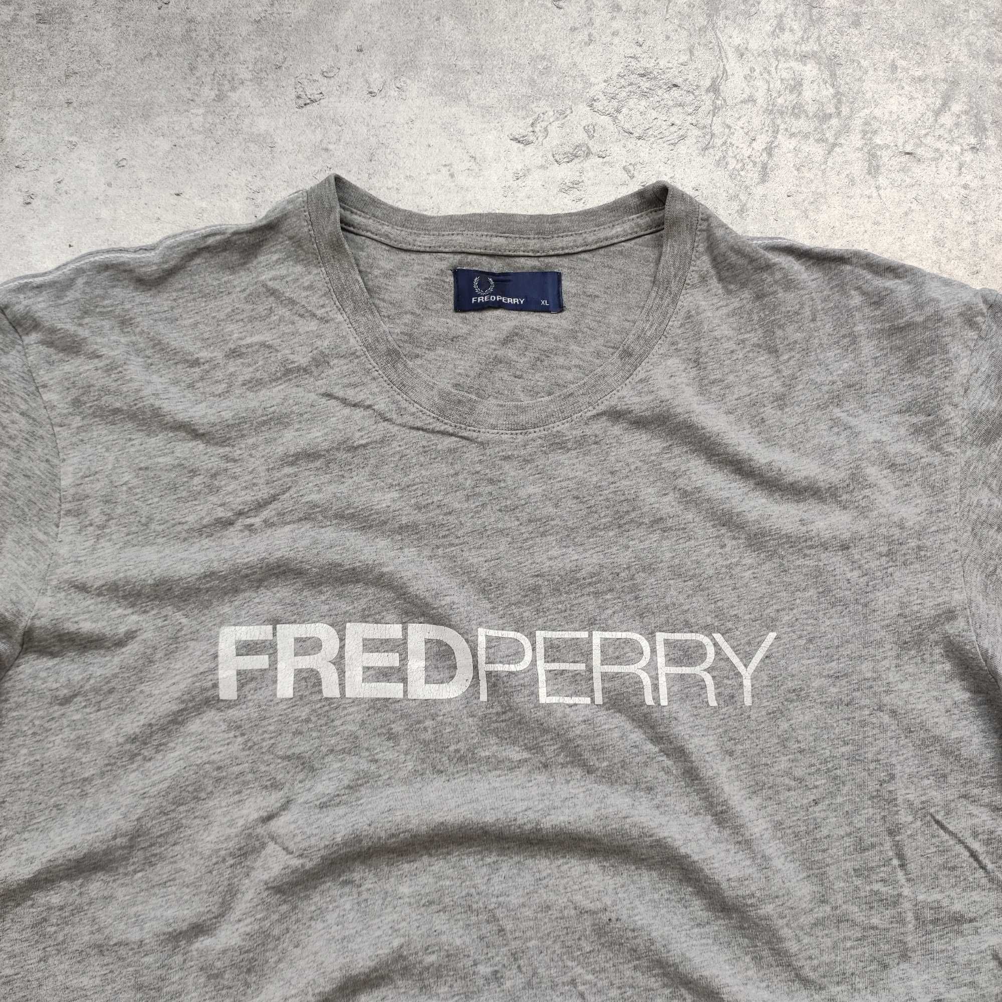 MĘSKA Koszulka Bawełna PREMIUM Szara Fred Perry Elegancka Casualowa